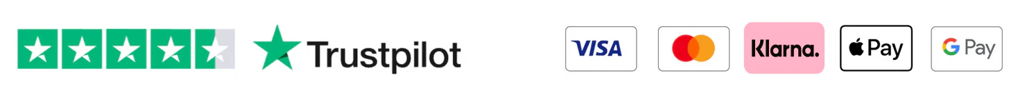 Trustpilot 4.8 stars · Visa, Mastercard, Afterpay, Zip, Apple Pay, Google Pay